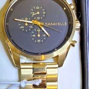 Caravelle by Bulova Chrono Gold Tone Quartz Men's 44 mm Watch NWT a beauty !!!